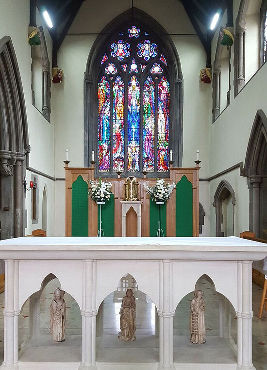 The sanctuary and altar of St. Osburg's RC Church in Coventry. Photo provided by Fr. Pontius Bandua
