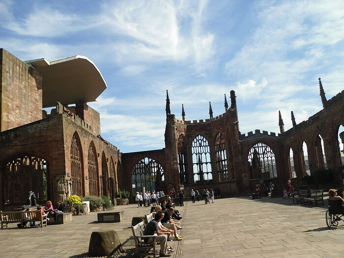 Ruins of the bombed cathedral and the new cathedral in Coventry, West Midlands. Photo by Irina Lapa