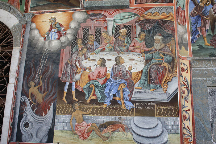Fresco of Lazarus and the Rich Man at the Rila Monastery