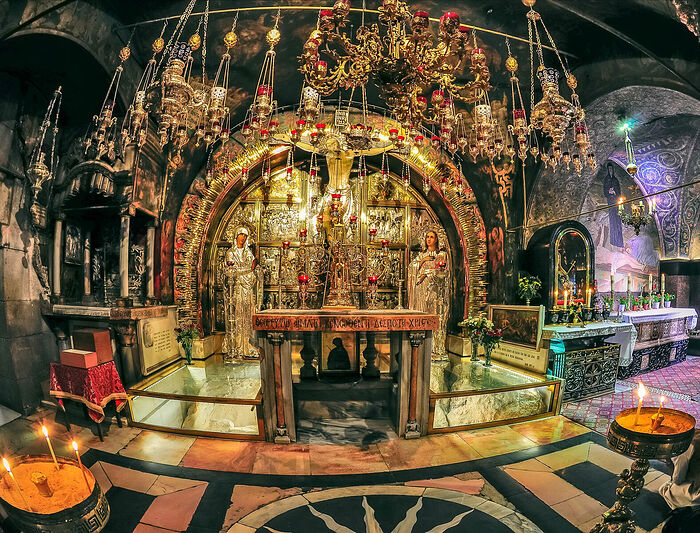 At the place of the Lord's Crucifixion inside the Church of the Holy Sepulchre. Photo: britannica.com