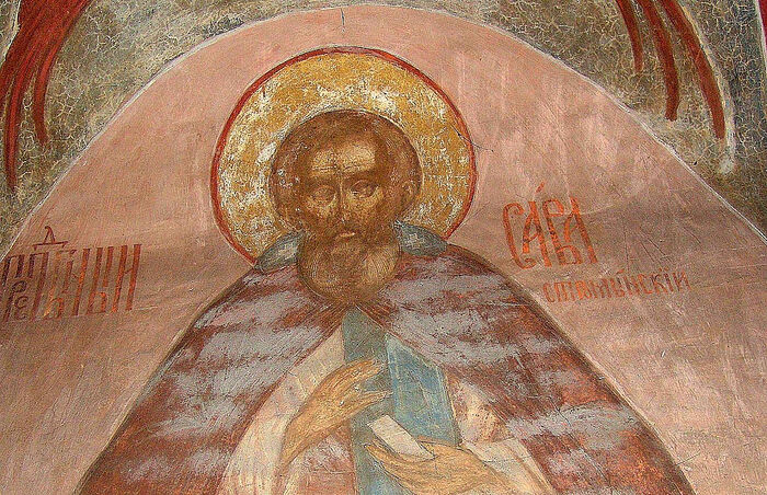 St. Savva of Stromyn (†1392). Fresco of the Holy Trinity—St. Sergius Lavra. Photo: S.A. Zhukov