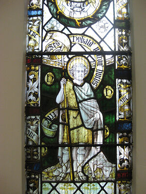 Изображение прп. Хибальда на восточном окне церкви Св. Хибальда в Скоби, Линкольншир (любезно предоставил - Revd. David Eames)