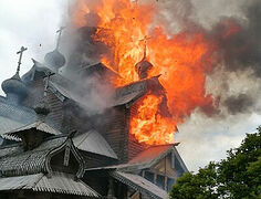 Shelled church burns to the ground at another Svyatogorsk Lavra skete (+VIDEO)