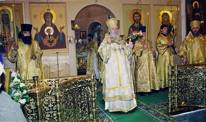The first Divine Liturgy in the newly consecrated Church of the Vladimir Icon of the Mother of God