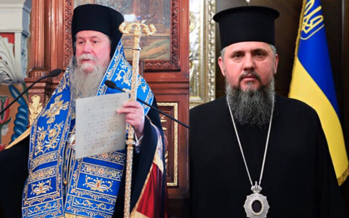 Met. Stephanos of Philippi (left), Epiphany Dumenko (right). Photo: proininews.gr