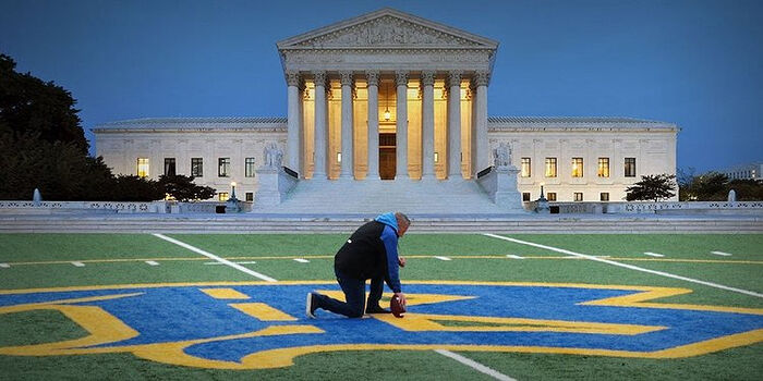 First Liberty Institute, behind the think tank Center for Religion, Culture and Democracy, represented public high school football coach Joseph Kennedy at the Supreme Court. Photo via First Liberty Institute. 