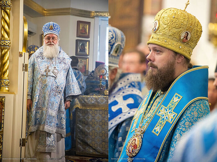 Bp. Longin of the Serbian Church (left), Abp. Viktor of the Ukrainian Church (right). Photo: synod.com