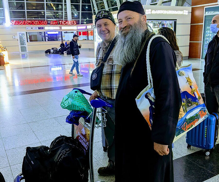 Fr. Sergei and Ivo bringing the icon back to Sofia