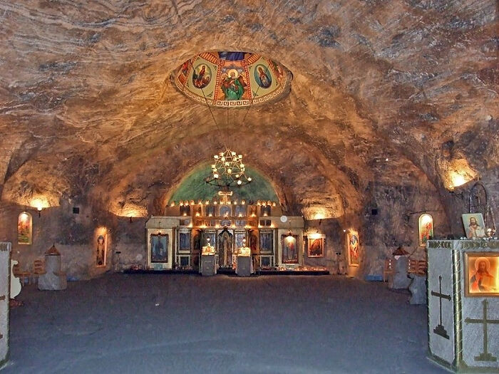 Church of St. Barbara in the former salt mines, where inmates of Targu Ocna Prison extracted salt