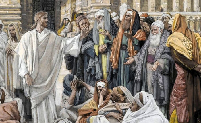 Иисус вопрошает фарисеев. Дж. Тиссо