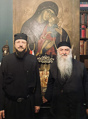 Abbot Sergius of St. Tikhon’s (left), Elder Zacharias (right). Photo: St. Tikhon’s Monastery Facebook