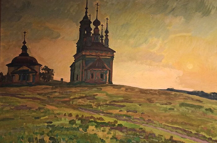 А.С. Трофимов «Суздаль. Михали. Церковь Михаила Архангела и церковь Флора и Лавра», 1974
