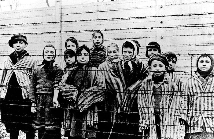 Children at Auschwitz-Birkenau taken by a Soviet photographer during liberation. Photo: Yad Vashem