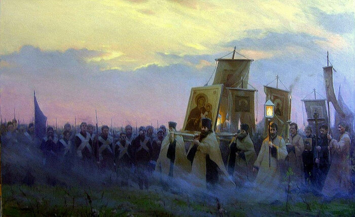 Prayer Service at Borodino battlefied, 1812