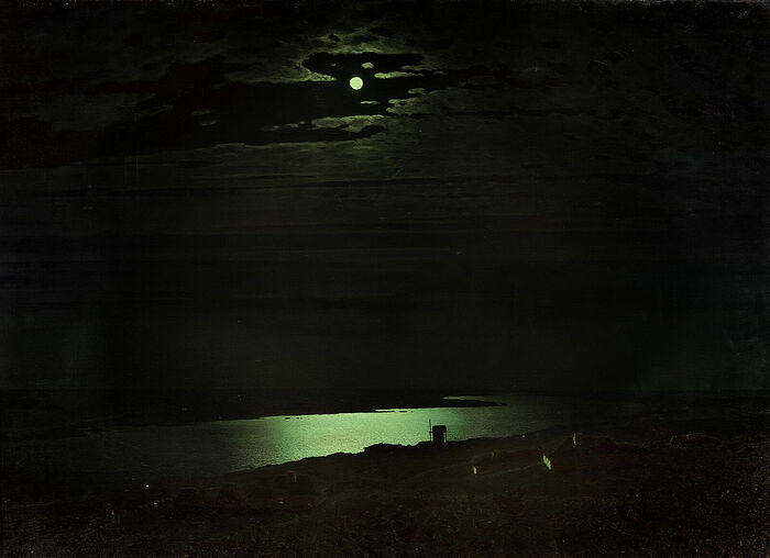 Лунная ночь на Днепре. Художник: Архип Куинджи, 1880 г.