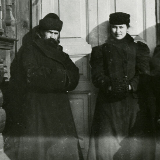 Fr. Alexander and his wife Alexandra at the door of their house, 1910