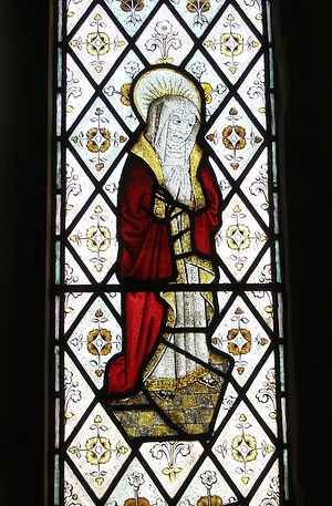 Витраж с изображением прп. Модвенны в церкви деревни Хамсталл-Ридар, Стаффордшир (предоставил помощник священника)