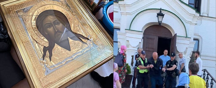 A man vandalized an icon of Christ on Sunday. Photo: news.church.ua