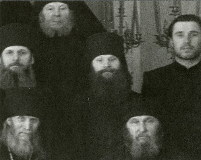 Hierodeacon Sophrony (in the center). Fragment of a photo of the brethren, February 16, 1963