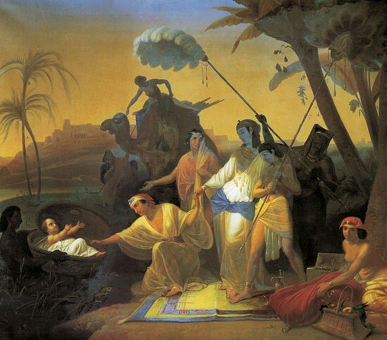 Η κόρη του φαραώ βρίσκει τον Μωυσή. Ζωγράφος: Κωνσταντίνος Φλαβίτσκιϊ, 1855.