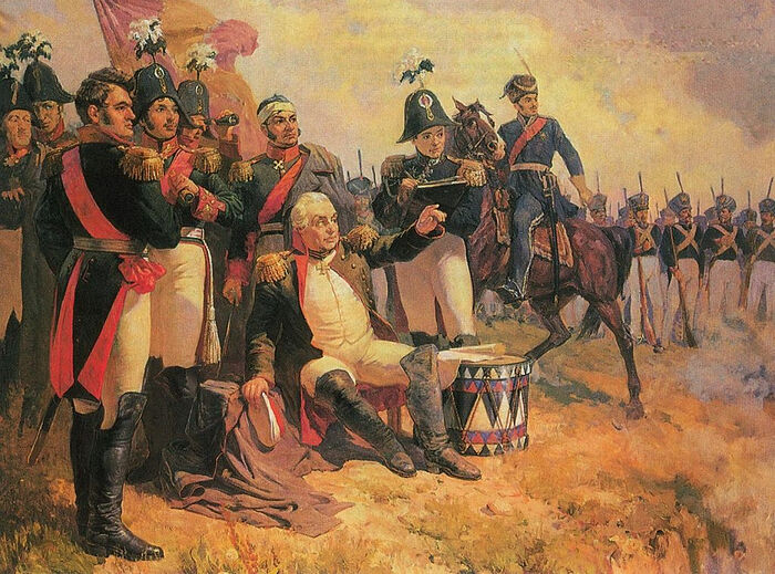 Кутузов отдает распоряжения во время Бородинского сражения