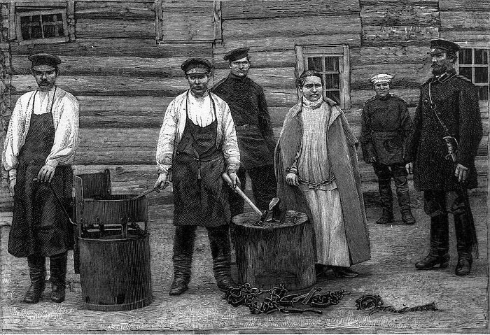 Заковка Соньки Золотой Ручки в кандалы, 1888 г.