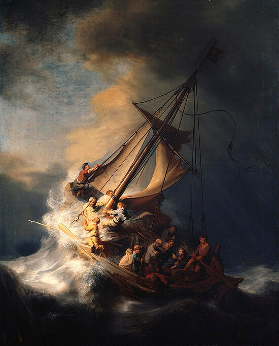 Христос во время шторма на море Галилейском. Рембрандт, 1633 г.