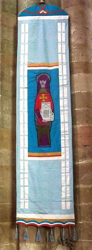 Прп. Этельфледа. Изображение на праздничной хоругви аббатства Ромси в Хэмпшире (любезно предоставила Elizabeth Hallett, Romsey Abbey)