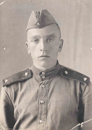 Private Pyotr Krasnykh during military training, around 1955