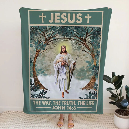 «John 14, 6. Jesus The Way The Truth The Life Fleece Blanket». Фото: Ciaocustom