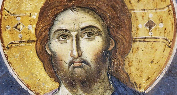 Τμήμα τοιχογραφίας: Ο Σωτήρας ένθρονος. Βυζάντιο, 13ος αιώνας.