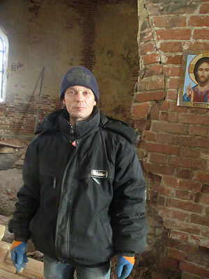 The team-leader of the builders in Strigay Vitaly Khrustalev