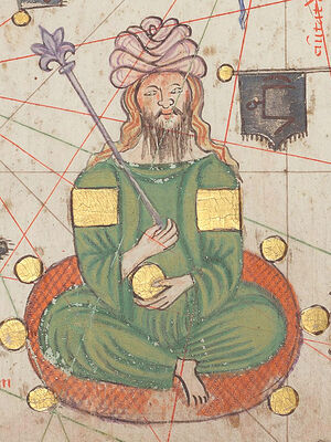 Symbolic portrait of Janibek Khan in the Catalan Atlas (1375)