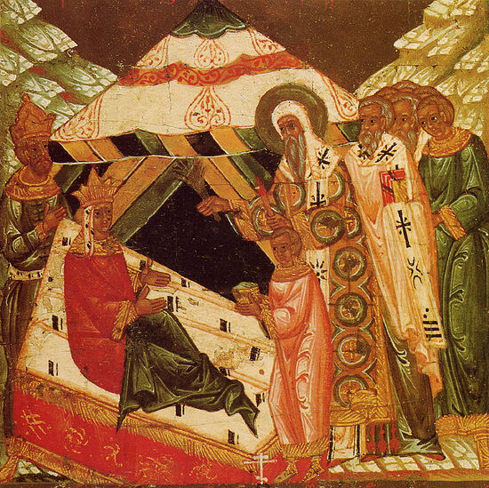 Metropolitan Alexei heals Taydula Khatun, the wife of the Khan of the Golden Horde