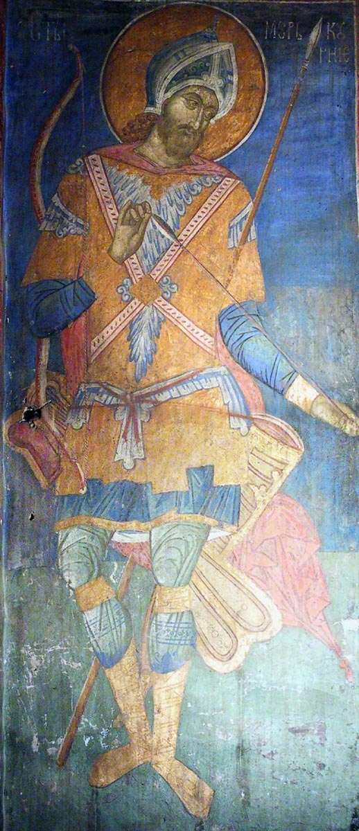 Вмч. Меркурий. Фреска монастыря Дечаны, ок. 1347 г.