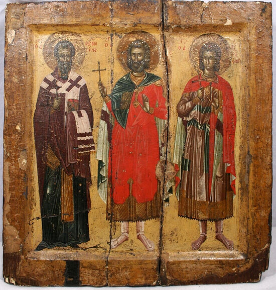Мчч. Мина, Ермоген и Евграф. Греция, XV (?) в. Монастырь Ватопед